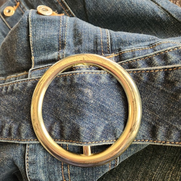 Vintage Y2K Baby Phat Denim Strapless Tube Blue Dress Cat Logo Size 1 Stretchy - Picture 11 of 12